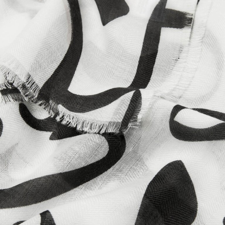 Zebra Foil Printed Scarf in Black, White And Silver