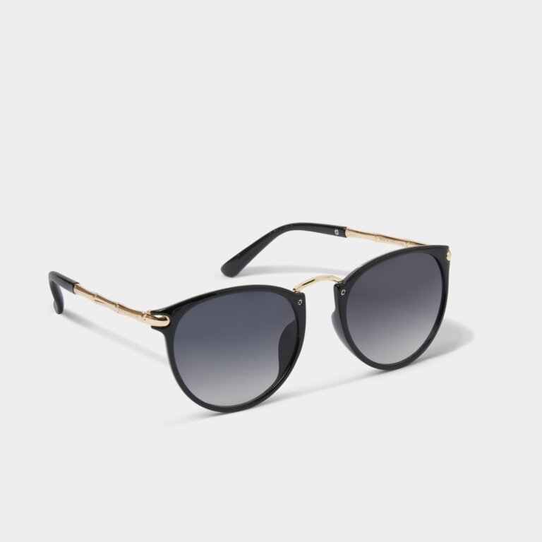 Santorini Sunglasses With Bamboo Arm in Black