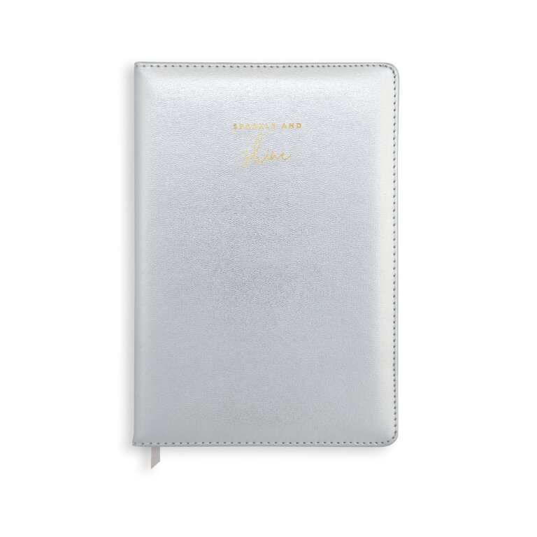 Pu Notebook 'Sparkle And Shine' In Metallic Silver