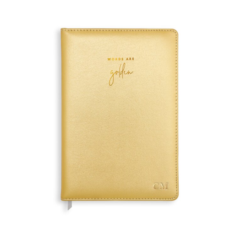 Pu Notebook Words Are Golden In  Metallic Gold