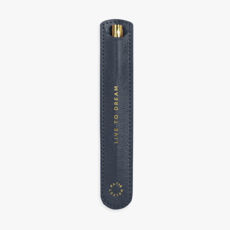 Pen Sleeve With Gold Pen Live To Dream In Metallic Navy