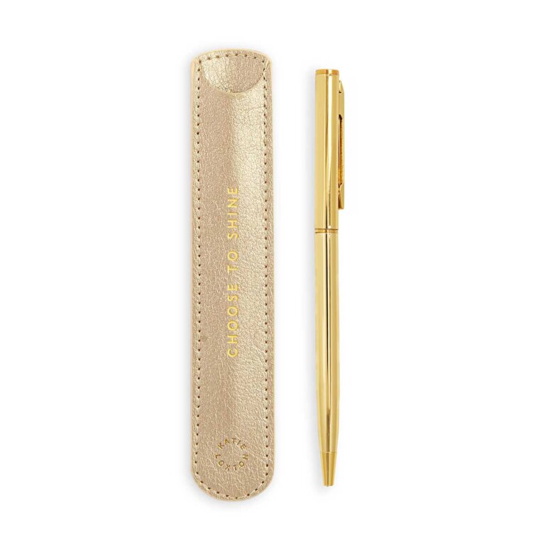 Pen Sleeve With Gold Pen Choose To Shine In Metallic Gold