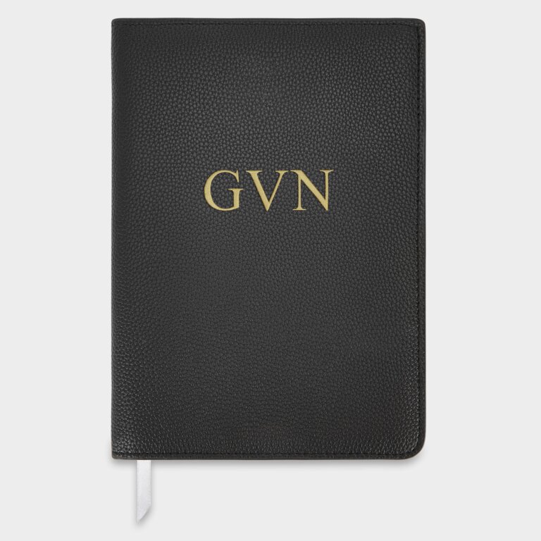 Embroidered Notebook Cover in Black