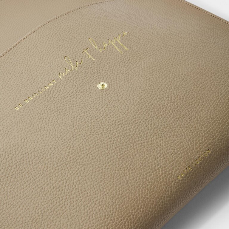 Laptop Case 'Be Brilliant Make It Happen' in Taupe