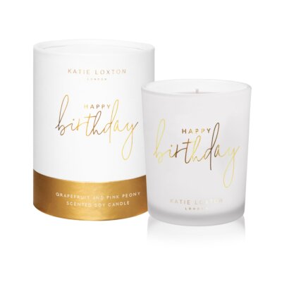 Happy Birthday Candle | Grapefruit And Pink Peony