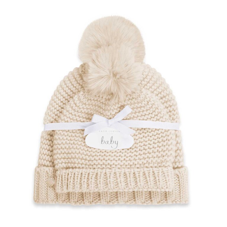 Mommy And Baby Bobble Hat Set In Oatmeal