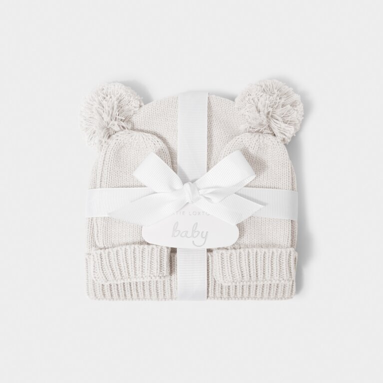 Baby Hat And Mittens 0-3 Months in Off White