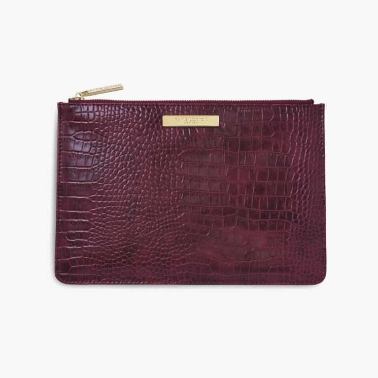 Celine Faux Croc Perfect Pouch in Burgundy