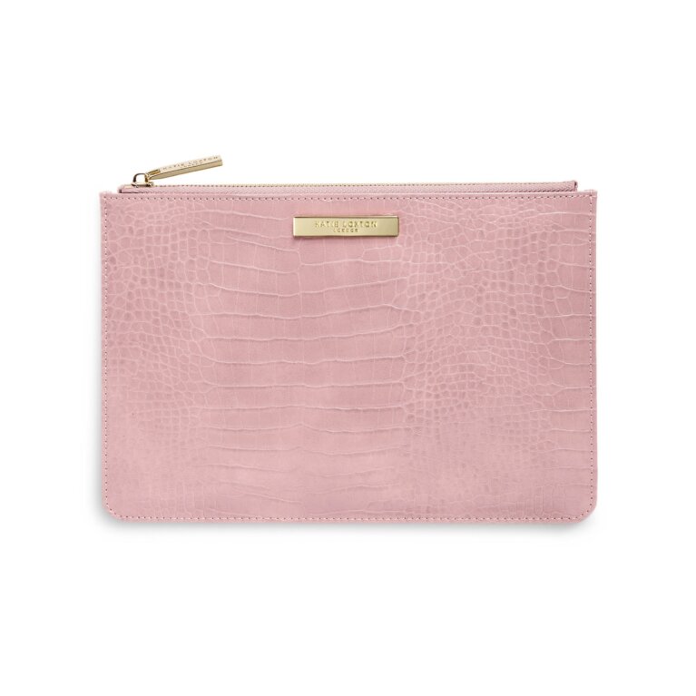 Celine Faux Croc Perfect Pouch In Pink