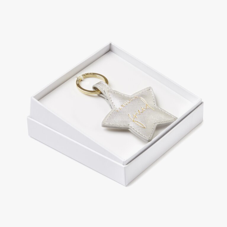 Beautifully Boxed Sentiment Keyring Fabulous Friend In Silver