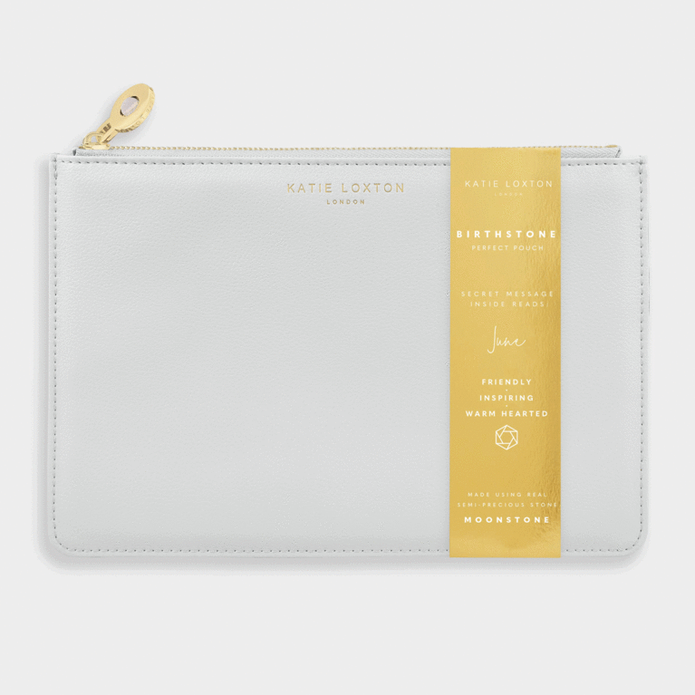 Birthstone Perfect Pouch June Moonstone In Pale Grey