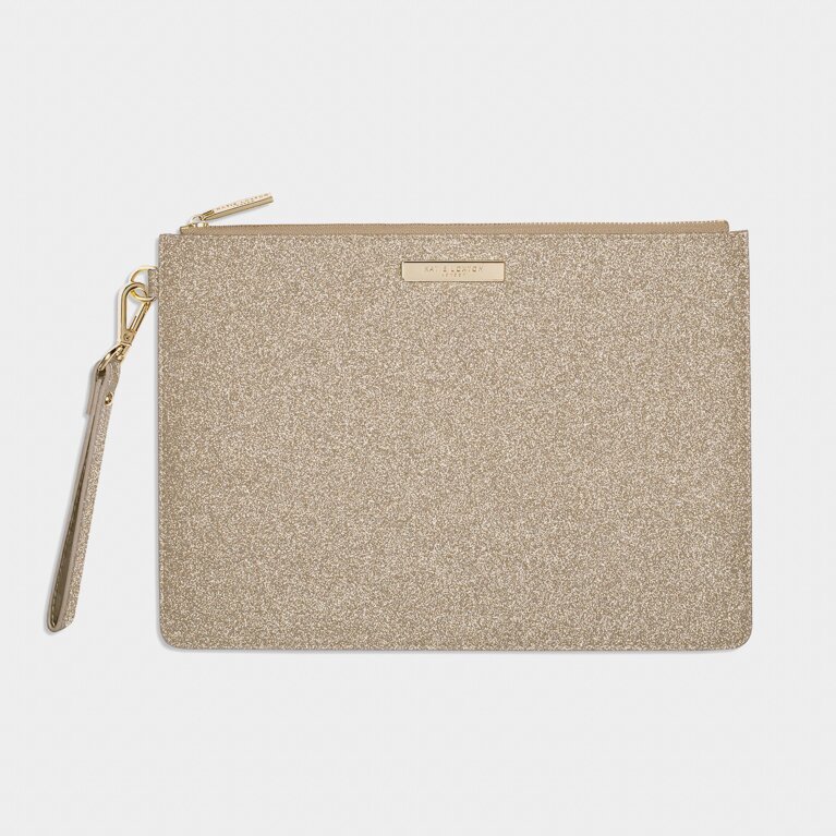 Stardust Clutch Bag in Sparkly Champagne