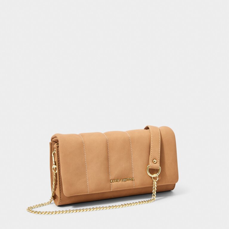 Kayla Quilted Crossbody in Tan