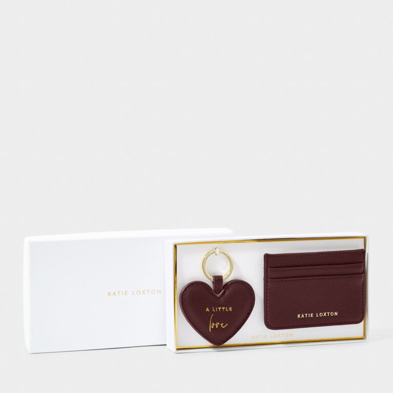 Heart Keyring And Card Holder Set 'A Little Love' in Plum