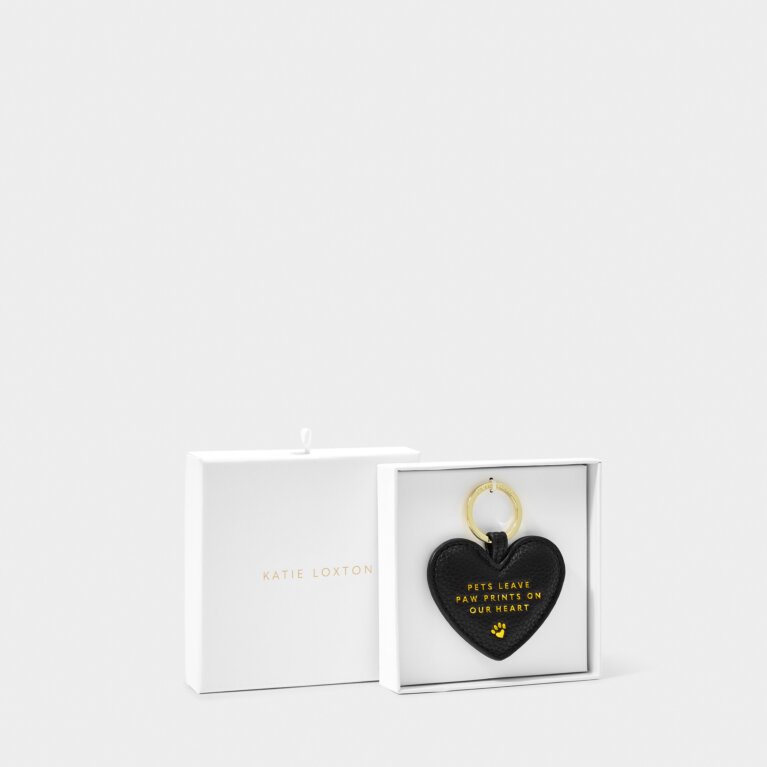 Beautifully Boxed Pet Keyring 'Pets Leave Pawprints On Our Heart' in Black