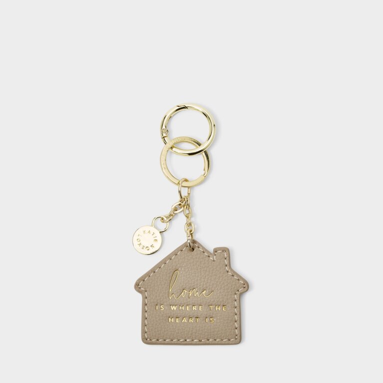 Chain Keyring 'Home Is Where The Heart Is' in Taupe