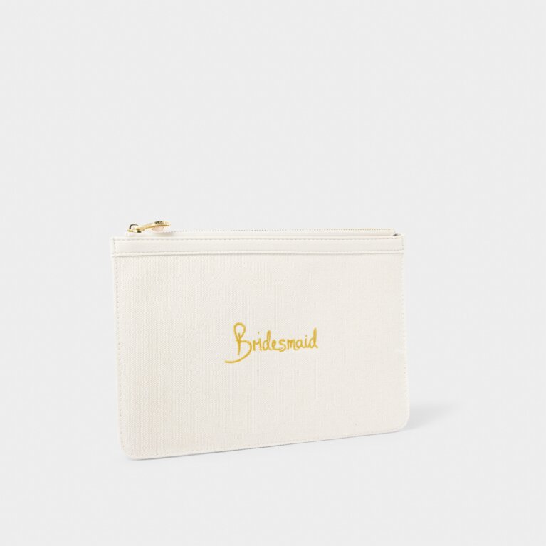 Bridal Canvas Pouch 'Bridesmaid' in Off White