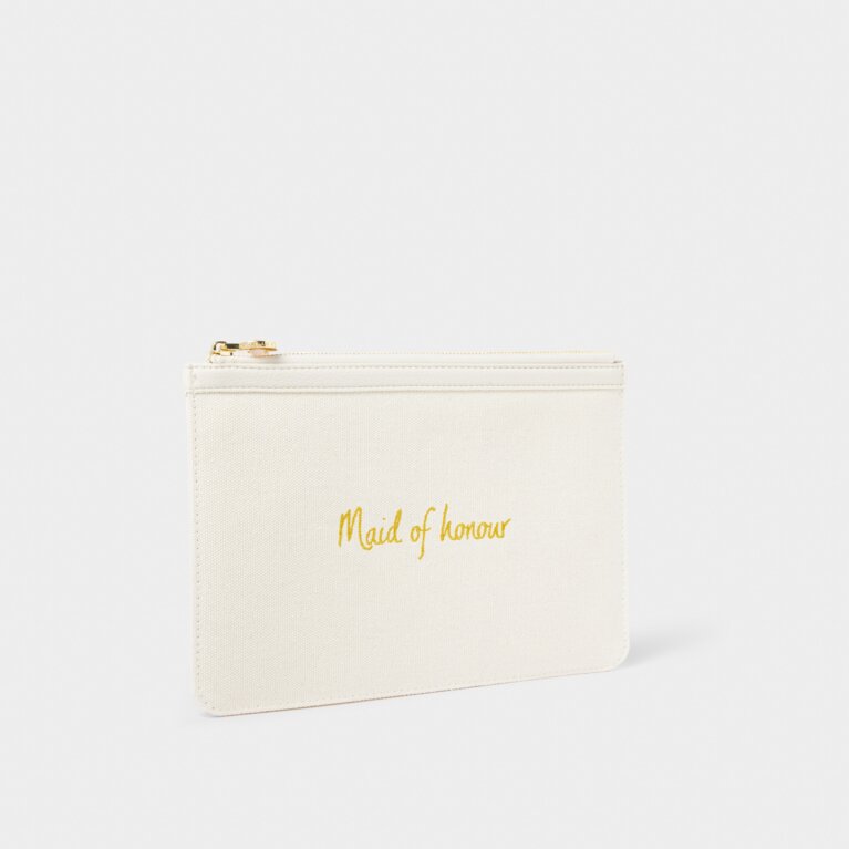 Bridal Canvas Pouch 'Maid Of Honour' in Off White