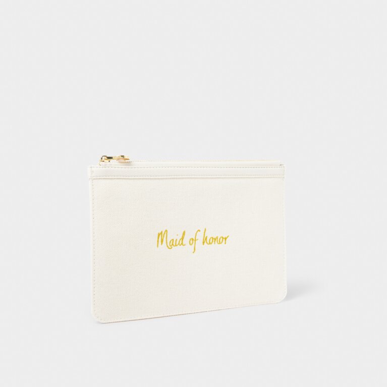 Bridal Canvas Pouch 'Maid Of Honor' in Off White