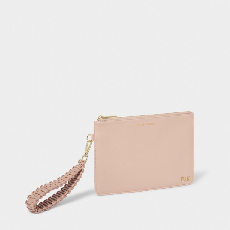 Ella Braided Wristlet Pouch in Nude Pink