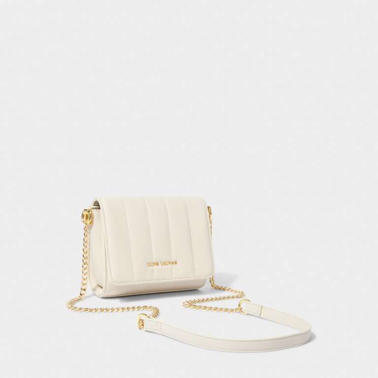 Kendra Quilted Crossbody Bag in Oyster