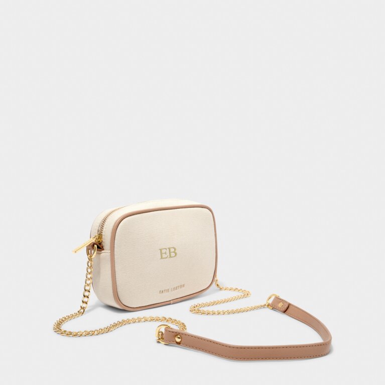 Amalfi Canvas Crossbody Bag in Off White and Soft Tan