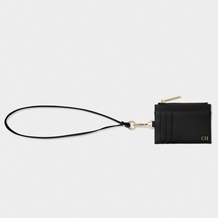 Ashley Card Holder With Strap in Black