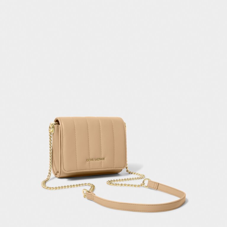 Kendra Quilted Mini Crossbody Bag in Soft Tan