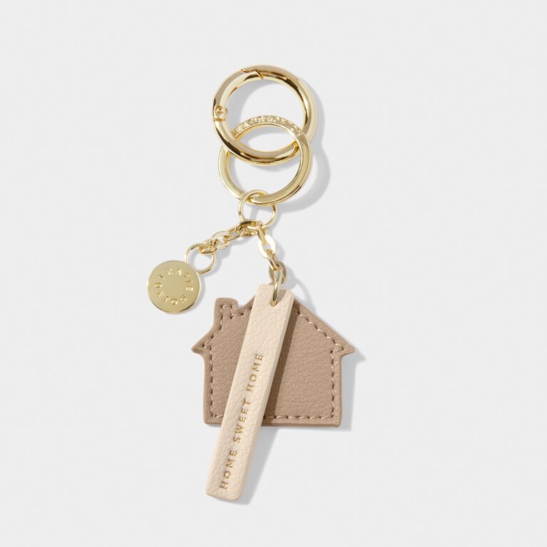 Chain Keyring 'Home Sweet Home' in Soft Tan