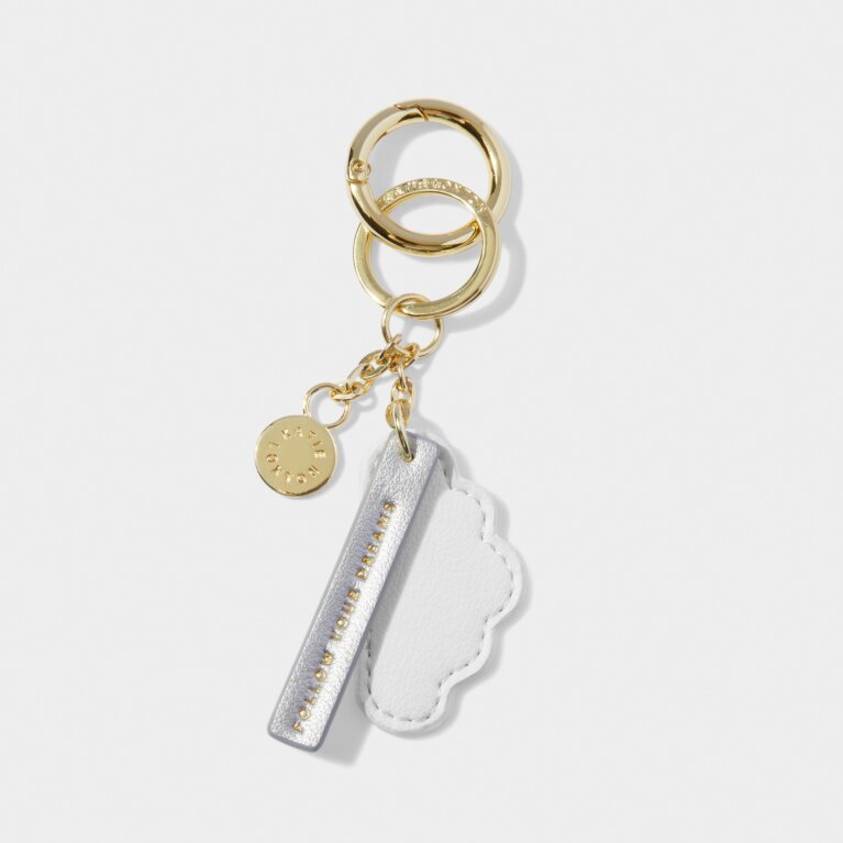 Chain Keyring 'Follow Your Dreams' in White