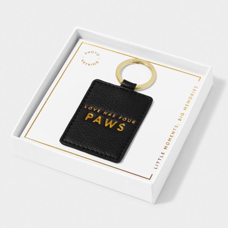 Beautifully Boxed Photo Keyring 'Love Has Four Paws' in Black