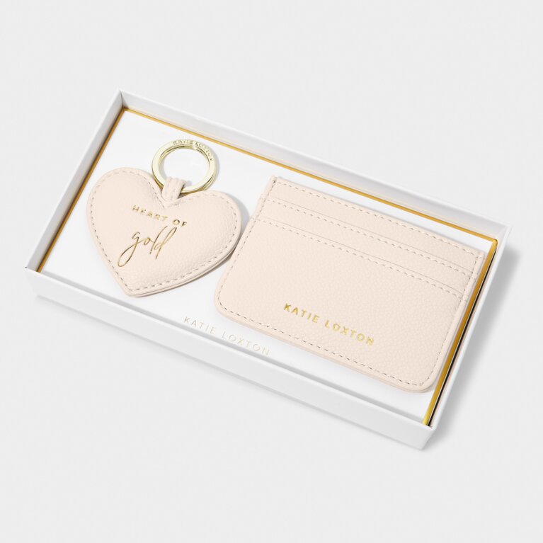 Heart Keychain And Card Holder Set 'Heart Of Gold' In Eggshell