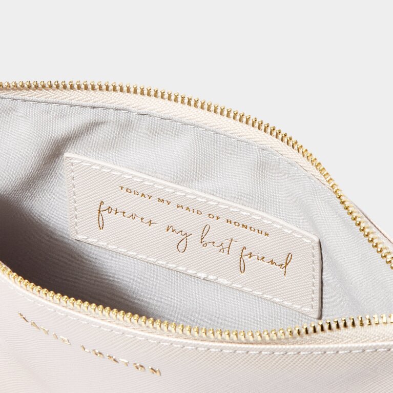 Secret Message Bridal Pouch 'Maid Of Honour' in Pearlescent White