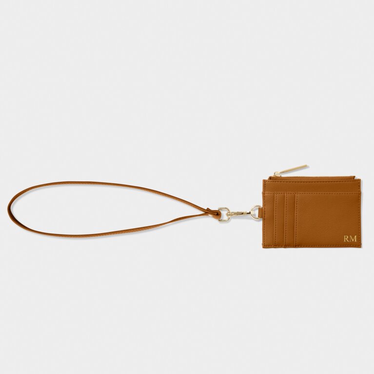 Ashley Card Holder With Strap In Tan