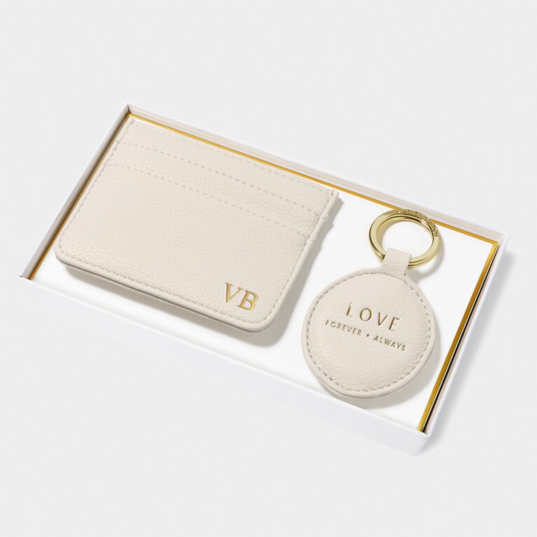 Keyring And Card Holder Set 'Love' in Off White