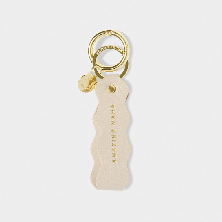 Sentiment Wave Keyring 'Amazing Mama' in Light Taupe