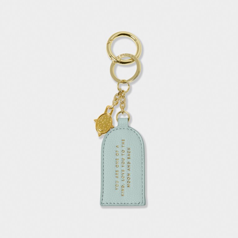 Keepsake Charm Keyring 'Love You To The Moon And Back' in Light Duck Egg