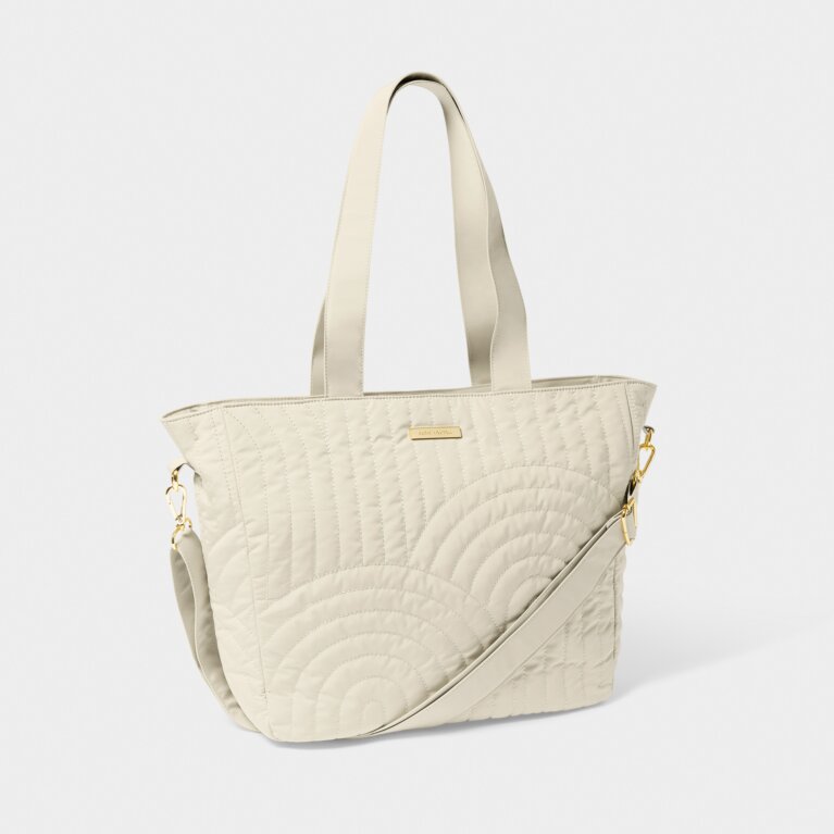 Quilted Tote Bag in Light Sand