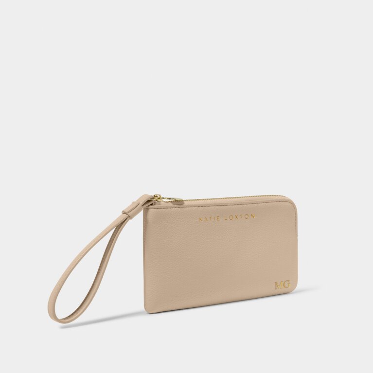 Small Wristlet Pouch in Light Taupe