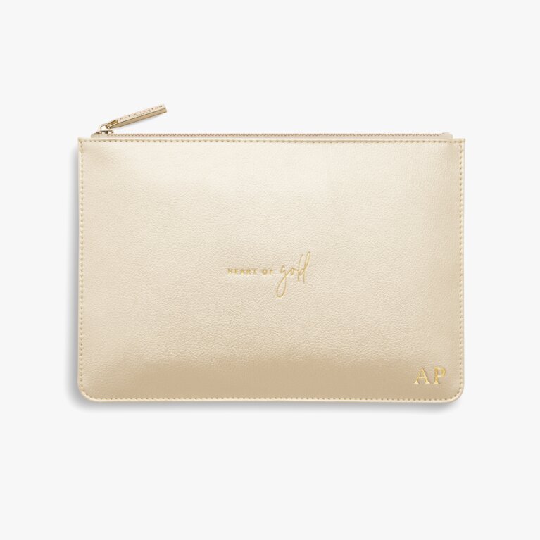 Perfect Pouch Heart Of Gold In Metallic Champagne