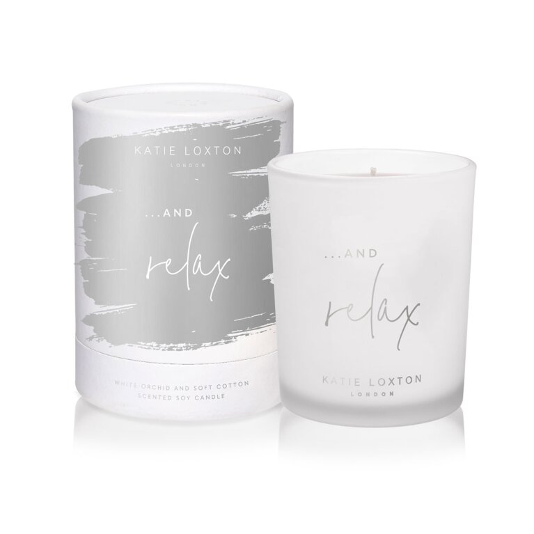 Sentiment Candle '...And Relax' In White Orchid And Soft Cotton