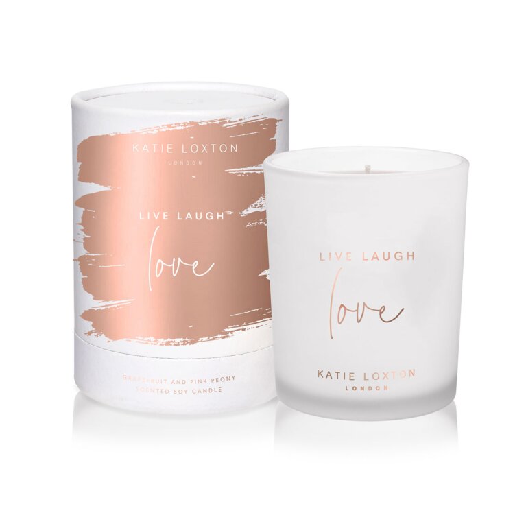 Sentiment Candle 'Live Laugh Love' In Grapefruit And Pink Peony