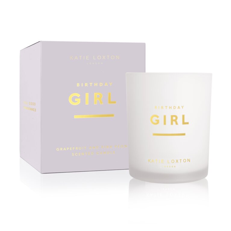 Sentiment Candle Birthday Girl Grapefruit And Pink Peony