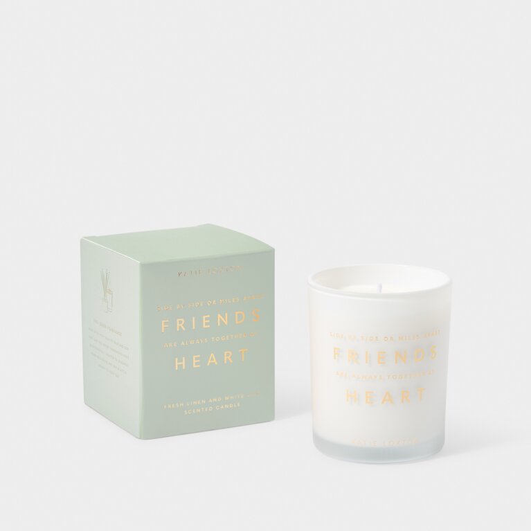 Sentiment Candle 'Side By Side Or Miles Apart, Friends Are Always Together At Heart' Fresh Linen And White Lily