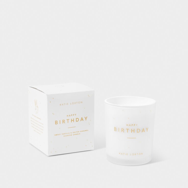 Sentiment Candle 'Happy Birthday' Sweet Vanilla And Salted Caramel