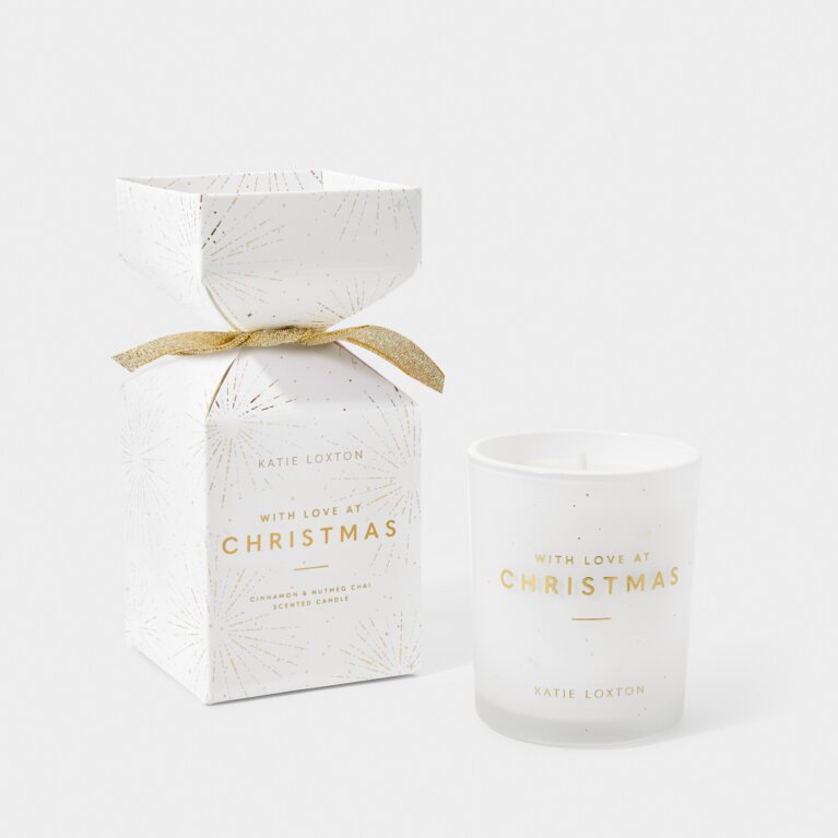 Christmas Candle 'With Love At Christmas' In Cinnamon And Nutmeg Chai