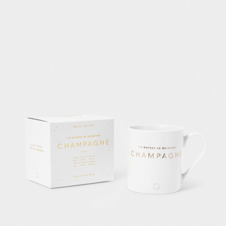 Porcelain Mug 'I'd Rather Be Drinking Champagne' in White
