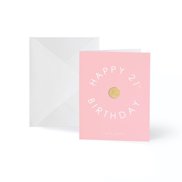 Gold Badge Greeting Card 'Happy 21st Birthday' Pack Of 6
