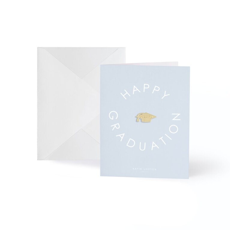 Gold Badge Greeting Card Happy Graduation Pale Blue