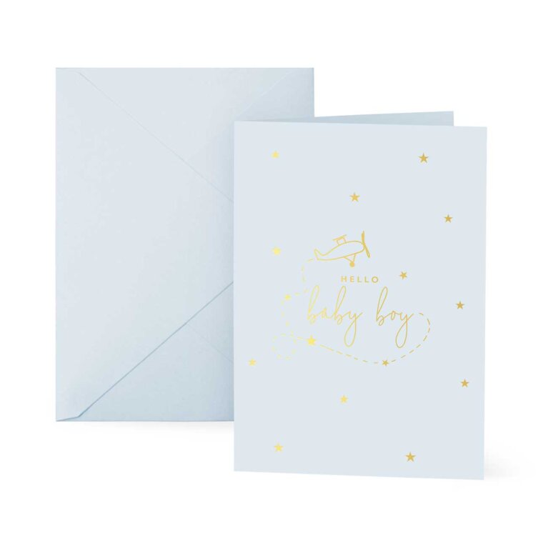 BABY GREETINGS CARD | HELLO LITTLE BOY | A6 x6 - individual